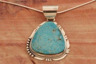 Genuine Kingman Turquoise Sterling Silver Pendant